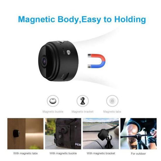 Cam/éra Espion Cach/ée Cam Mini IP WiFi HD1080P Vision Nocturne D/étection de Mouvement Cam/éra de Surveillance de S/écurit/é pour iPhone// Android// Support Maximum Carte de 128G Pas Incluse
