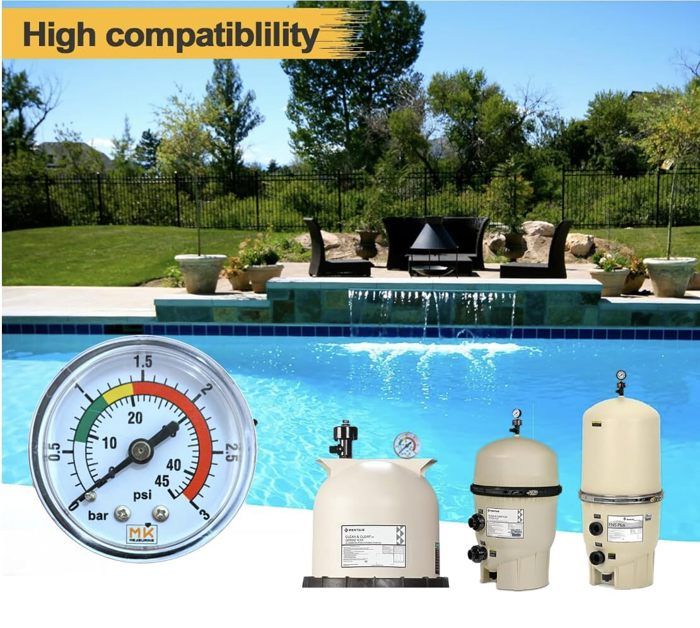 Manomètre Pression Filtre Piscine Watflow - Jauge 0-60 PSI Cadran 5,1 Cm Pour Spa Aquarium