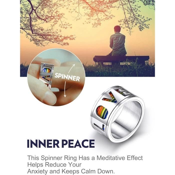 Bandmax Bague Fierté Homme Tournante Anti-stress en Acier Bandmax Bague Fierté Homme Tournante Anti-stress en Acier