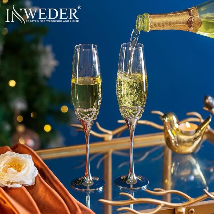 Flûtes à Champagne En Cristal - Lot De 2 Avec Coffret Cadeau, Neuf