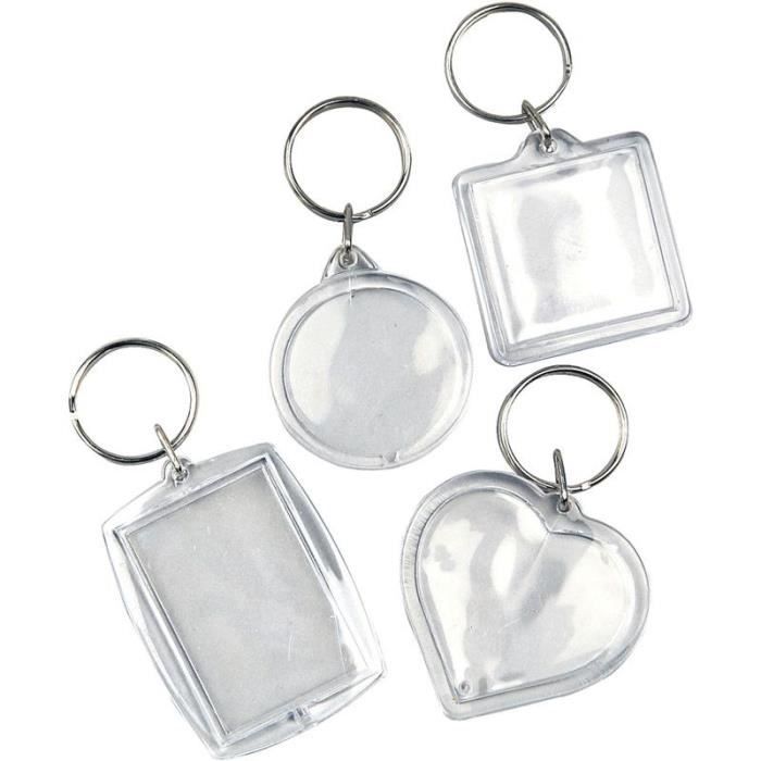 Porte-clés en plastique transparent avec fenêtre pour un dessin