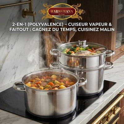Laguiole - Couscoussier 28 cm argenté Inox induction