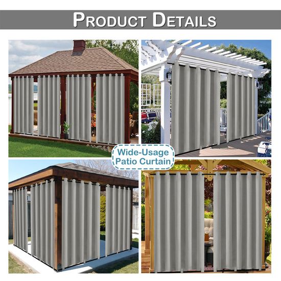 Rideau Extérieur Feuille Coloré Imperméable 132x213cm - 2 Panneaux Occultants Thermiques Avec Oeillets Pour Pergola Terrasse