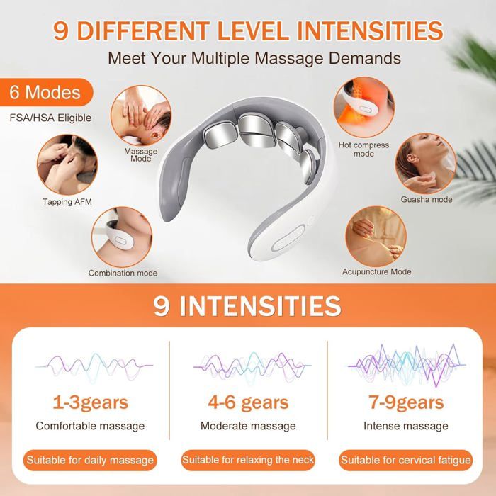 Masseur électrique à Impulsions Pour Le Cou Et Les épaules - 6 Modes, 9 Niveaux - Neuf