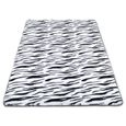 Tapis salon shaggy 100 x 160 cm - descente de lit chambre grande taille tapis poils longs moderne - Rayé noir et blanc-0