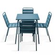 Ensemble table de jardin et 4 chaises en métal Bleu Pacific-0