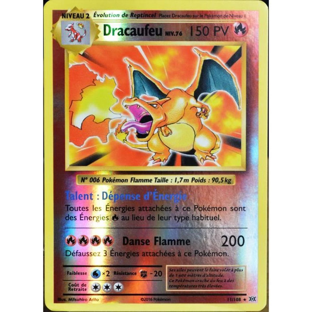 Carte Pokemon 11 108 Dracaufeu Niv 76 150 Pv Holo Reverse Xy Evolutions Cdiscount Jeux Jouets