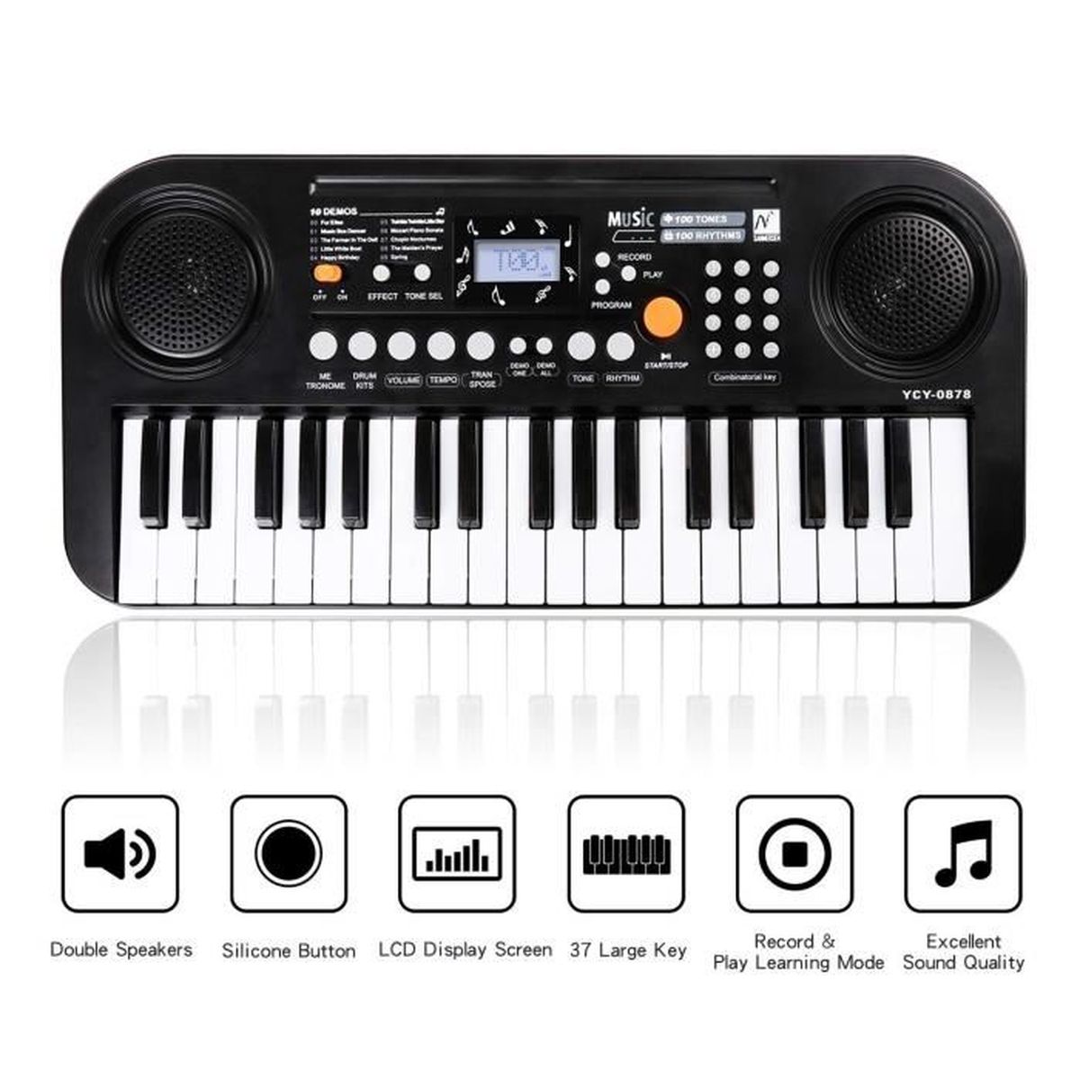 Piano enfant électronique AIYAPLAY 37 touches, avec micro, tabouret, lumière LED, fonction d'enregistrement et de relecture, bleu Piano enfant électronique AIYAPLAY 37 touches, avec micro, tabouret, lumière LED, fonction d'enregistrement et de relecture, bleu