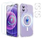 HQSELECTION Coque Magnétique pour iPhone 12 MINI 5,4" + 2 Vitre Verres Trempés + 2 Caméra Protecteur ,Compatible Avec MagSafe ,Transparent