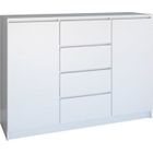 HUCOCO PARME - Commode de salon - 2 portes + 4 triroirs - 120x40x97 - Buffet style scandinave - Meuble de rangement - Blanc