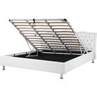 Beliani - Lit design en cuir 160x200 cm blanc sommier avec rangement inclus METZ