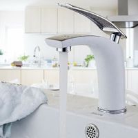 Robinet de lavabo de salle de bain Robinet de salle de bain Blanc + Chrome / Un trou / Alliage de zinc