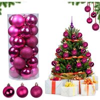 Boule Sapin de Noël, 24 Pièces Boules de Noël, Baubles d'arbre de Noël, Boule de Noël en Plastique Incassable, décoration A658