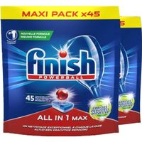 FINISH Powerballs All in One Max Pastilles Lave-Vaisselle Spécial Graisses Incrustées, 45 pastilles, Lot de 2