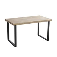 Skraut Home - Table à manger, salon, modèle NORDISH, chêne massif, 54 mm d'épaisseur front périmétral, Pied métallique, 140x80x76cm