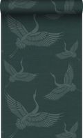 Origin Wallcoverings papier peint oiseaux de grue bleu canard - 0,53 x 10,05 m - 347759