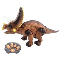 Jouets de Dinosaure Télécommandé Triceratops Marchant avec éclairage LED, Tête Secouante Dinosaure électrique