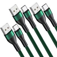Lot-3 Câble USB-C 1M Charge Rapide 3A pour SAMSUNG S22 5G-S22 ULTRA 5G-S21 FE 5G-S21-S21 PLUS-S20 FE-S20-NOTE 20 - Nylon Tressé Vert