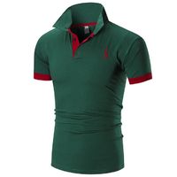 Polo Homme - Marque - Avec Boutons T-shirt Manches Courtes Été Tees Col Debout - Slim Fit - Patchwork Classique