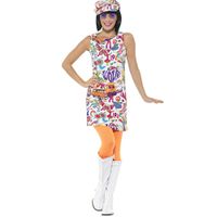 Déguisement Hippie Groovy pour femme - SMIFFYS - 60 Groovy Chick Costume - Orange - Multicolore - Adulte