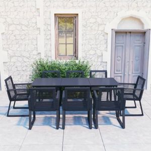 Ensemble table et chaise de jardin Lavienrose Ensemble à dîner d'extérieur 9 pcs Rotin PVC Noir AB3060218 116095