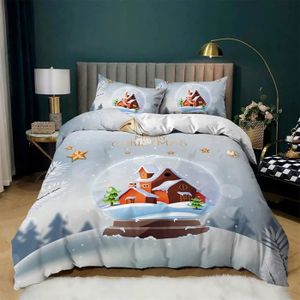Parure De Lit Noël 220x240 Cm – 2 Taies 65x65 Cm, Polyester-coton, Motif Festif, Sans Repassage