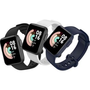 BRACELET MONTRE CONNEC. Bracelets pour Mi Watch Lite Bandes Compatible pour Xiaomi Mi Lite Bracelet Sport de Rechange en Silicone,Lot de 3,Noir+Blanc+Bleu