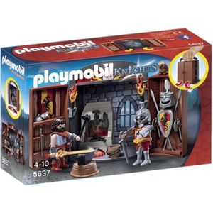 MOYEN-AGE Coffre du Chariot Trésor Chevalier Lion Bleu 3314 PLAYMOBIL L1220 