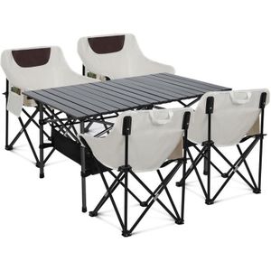 TABLE ET CHAISES CAMPING Table de Camping Pliante avec 4 Chaises de Camping Pliante + Sac de Transport - pour Jardin, Plage, Pêche