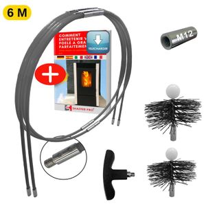 Kit De Nettoyage Pour Conduit Poêle à Pellets BARETTO 3/6 M + Brosse 80mm - Fabriqué Italie