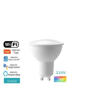 Ampoule spot connectée LED multicolore Wifi Qnect GU10 350 lm - compatible Google  Home et Tuya