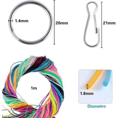 200 Fils Scoubidou + 10 Porte-clés Et Crochets - DIY Bracelets, Colliers, Déco | 20 Couleurs, 100cm Chacun