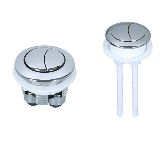 Bouton Poussoir Double Chasse D'eau WC Universel - Chrome, étanche, Filetage 36 Mm - Remplacement Facile