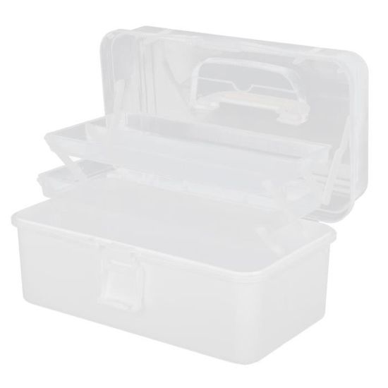 Boîte à Pharmacie 2 étages Transparente - 32x20.5x17 Cm - Organisateur Médicaments Grande Capacité Avec Poignée