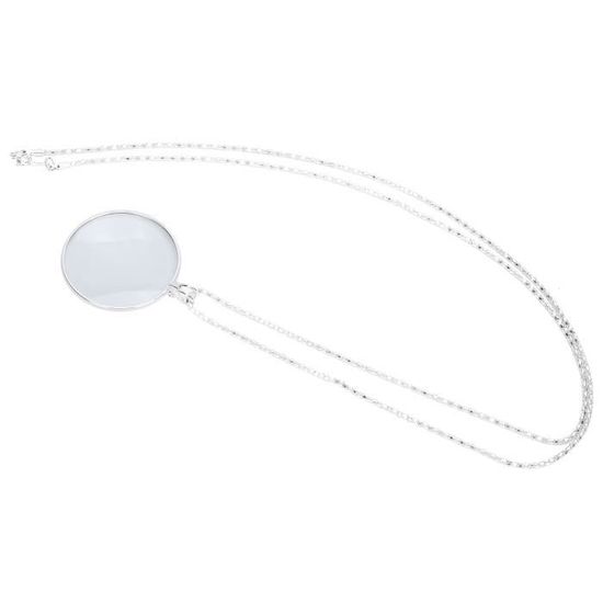Collier Vintage Années 80 Avec Pendentif Loupe En étain - Chaine Sautoir 80 Cm - Occasion