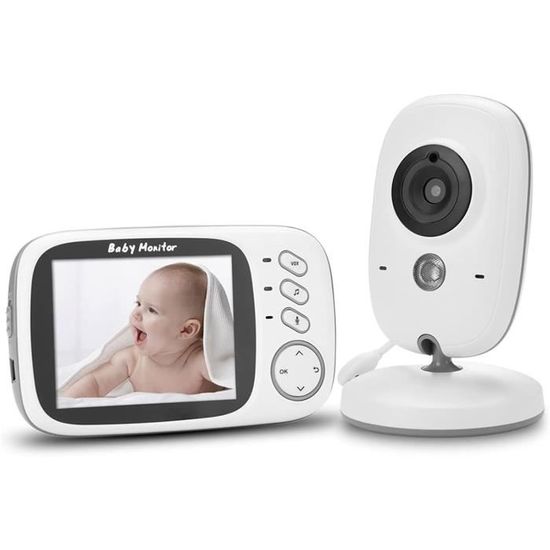 GHB Babyphone Caméra 3.2 Inches Caméra Bébé Babyphone Vidéo LCD Couleur Bébé Surveillance 2.4 GHz Communication Bidirectionnelle Vision Nocturne