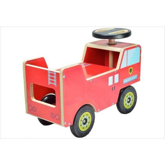 Porteur bois bébé Camion Pompier rouge