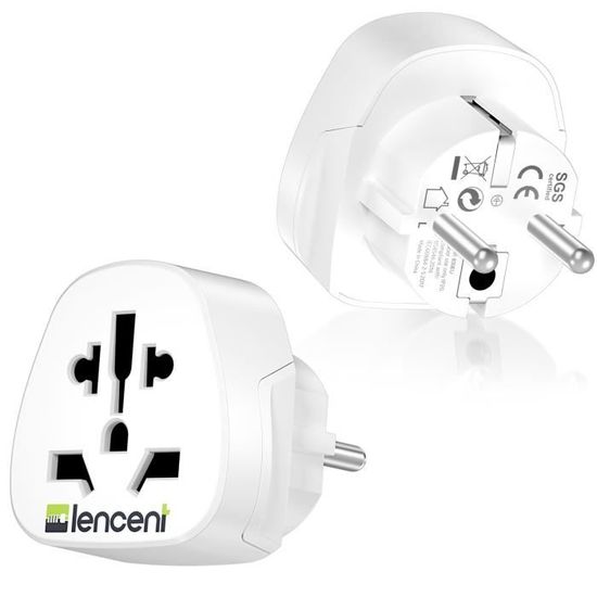 LENCENT Adaptateur Prise France vers Américaine USA 2 Colis,2500W  10A,2Broches FR vers 3Broches US Canada Mexique Pays prise Type B