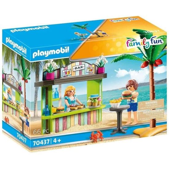 PLAYMOBIL - 70437 - Snack de plage - Family Fun - Mixte - Plastique - 420g - 66 pièces