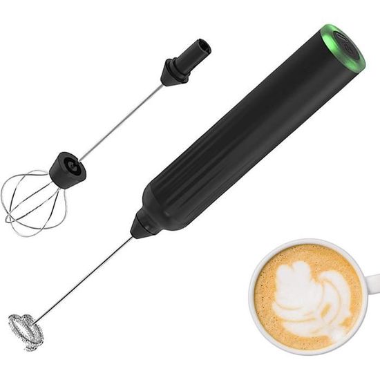 Mousseur à Lait Électrique Sans Fil - Double Fouet Inox, Piles AA, Pour Café, Cappuccino, Protéines - 11