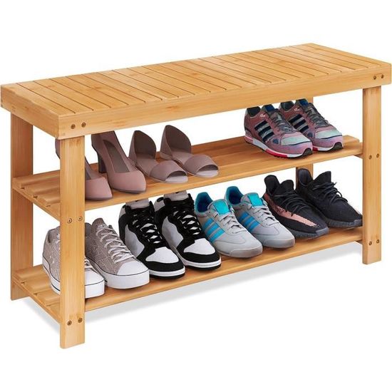 Relaxdays Banc à Chaussures En Bambou Pour 4 Paires Banquette Coussin Rembourr 2 Places Nature Gris 49826751 Relaxdays Banc à Chaussures En Bambou Pour 4 Paires Banquette Coussin Rembourr 2 Places Nature Gris 49826751