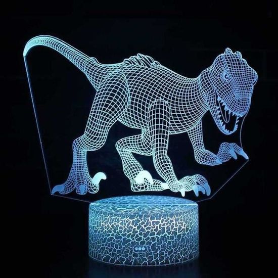 3D led Veilleuse 7 Couleurs + Usb Touch + télécommande Lampe de table bureau Cadeau Enfant dinosaure Noël créatif lampe de table 07