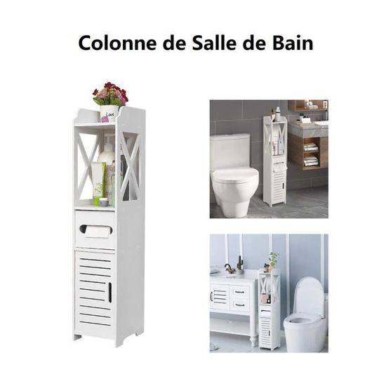 Meuble De Rangement KOMFOTTEU Colonne De Salle De Bain Avec Armoire à Porte, Meuble Haut De Salle De Bain à 6 Niveaux, Plateau Ajustable, Armoire De Rangement Pour Salon, Toilette, Cuisine, 38
