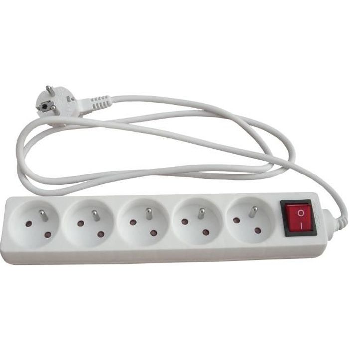 Bloc 3 Prises 16A 2P+T avec interrupteur Blanc Zenitech Bloc 3 Prises 16A 2P+T avec interrupteur Blanc Zenitech