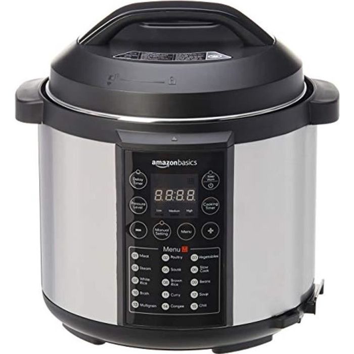 Cuiseur-vapeur électrique multi-usage 23-en-1, 5,5 litres, 1 000 W, acier inoxydable brossé, avec livre de recettes gratuit