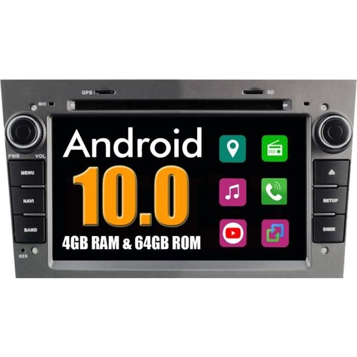 RoverOne Autoradio Bluetooth GPS Navigation pour Opel Astra Zafira Vectra Combo Antara Vivaro Meriva Corsa Android Stéréo DVD (Gray)