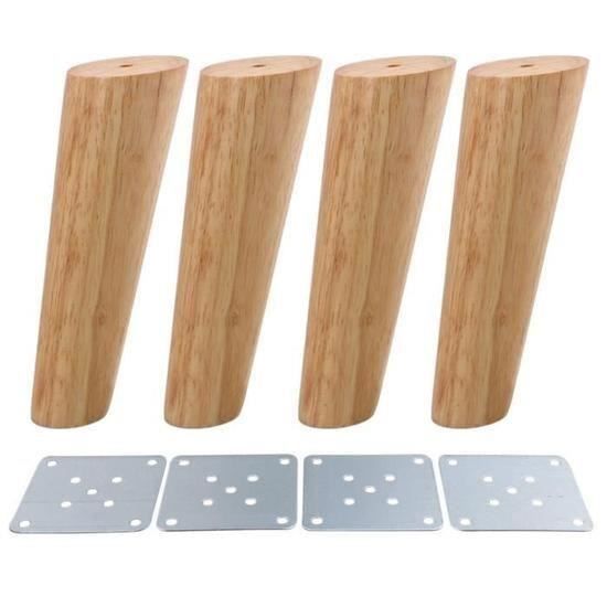 8pcs Pieds de Table 18cm en Bois Antidérapant Pieds de Canapé Sofa avec Coussin de Fer