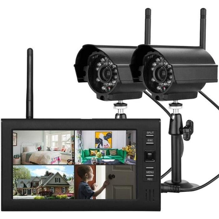 Caméra de Surveillance vidéo Caméras sans Fil Audio Vidéo Moniteurs pour bébé Moniteur 7 Pouces DVR + Veilleuse Infrarouge