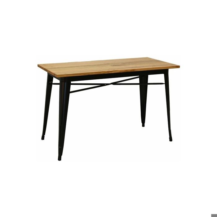 Table industrielle en métal et bois d'orme huilé Noir