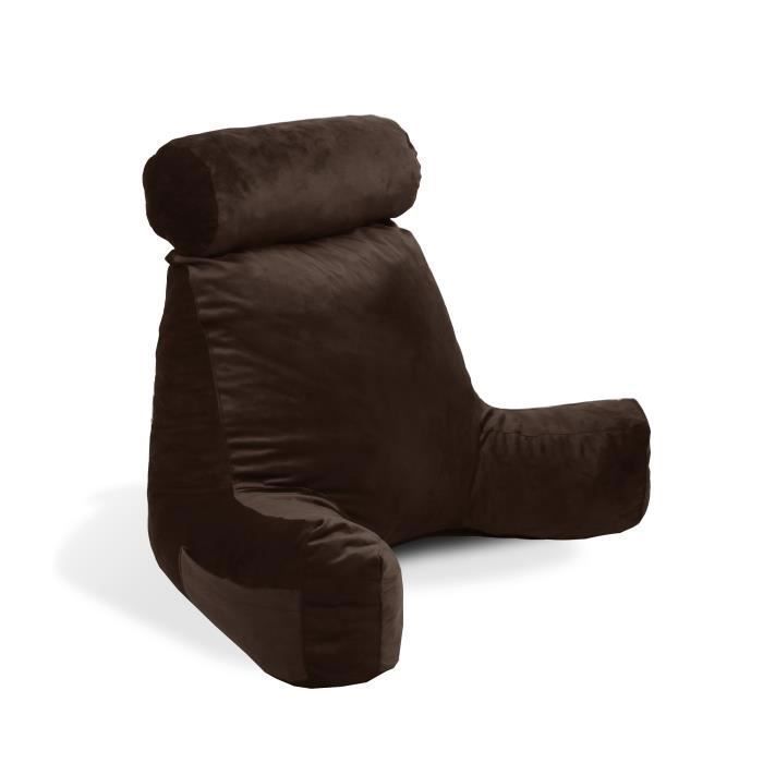 Coussin De Lecture avec Mousse Déchiquetée, Idéal pour Lire, Utilisable comme Oreiller Traversin (Chocolat)